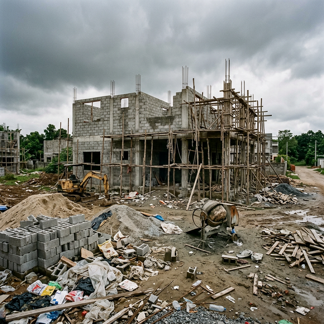 Traditional construction mess